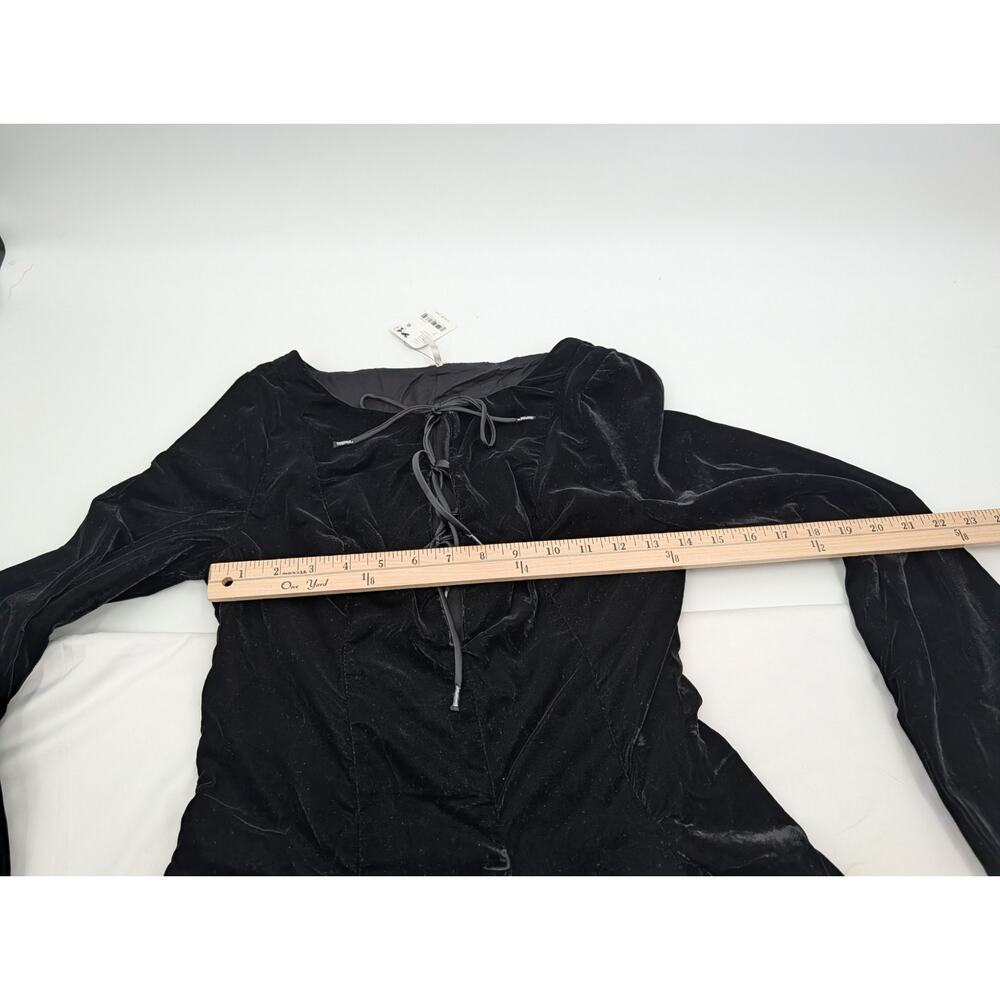 NWT Free People Linney Velvet Minidress Black 2 Goth Witchy Whimsigoth Punk - Picture 6 of 9